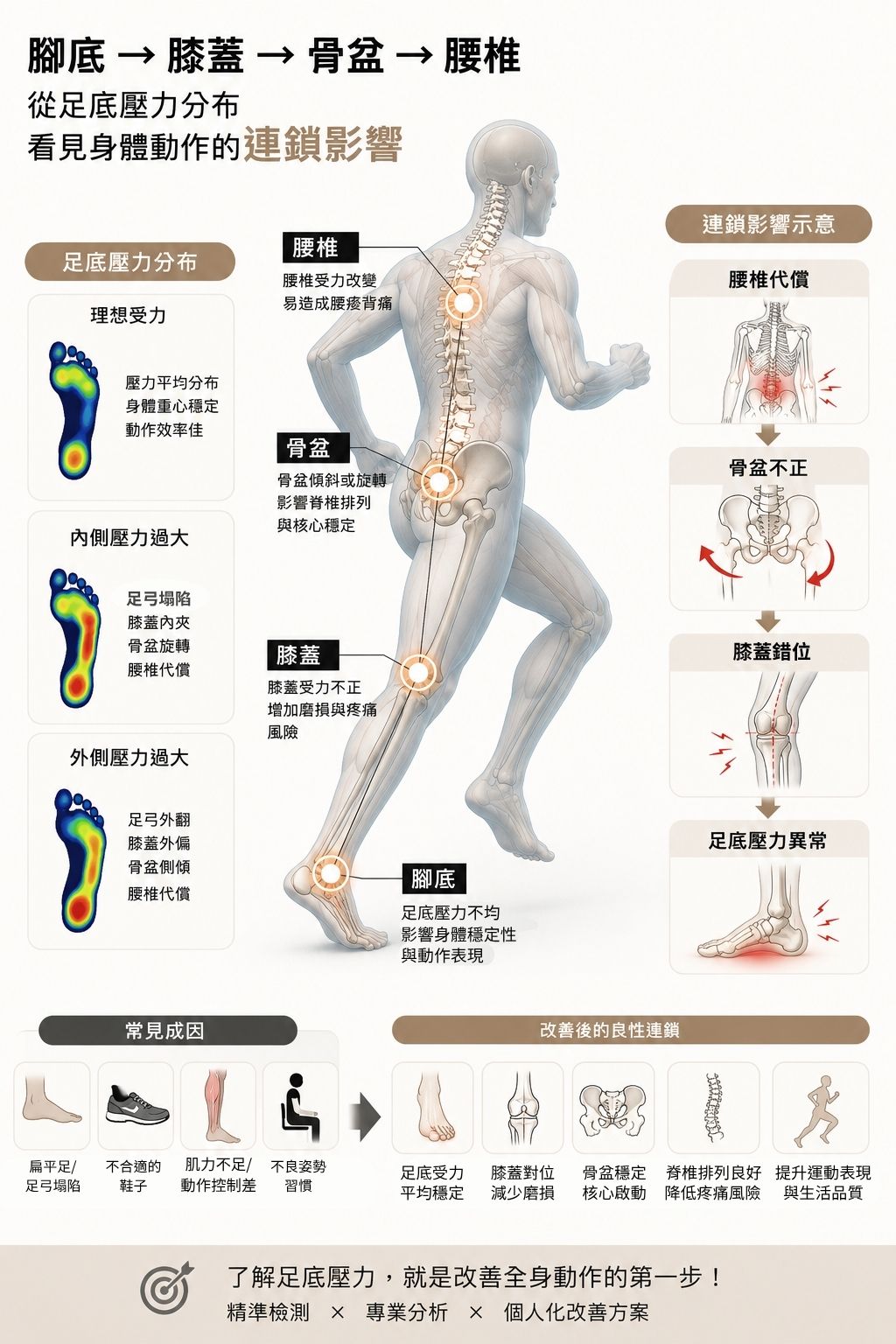 人體受力示意圖 足底 膝蓋 骨盆 腰椎
